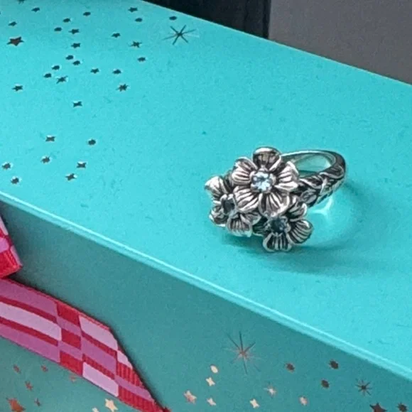 🔥SALE JAI John Hardy Sterling Silver Ring Size 7 with 3 Blue Topaz Gemstones - Picture 7 of 9